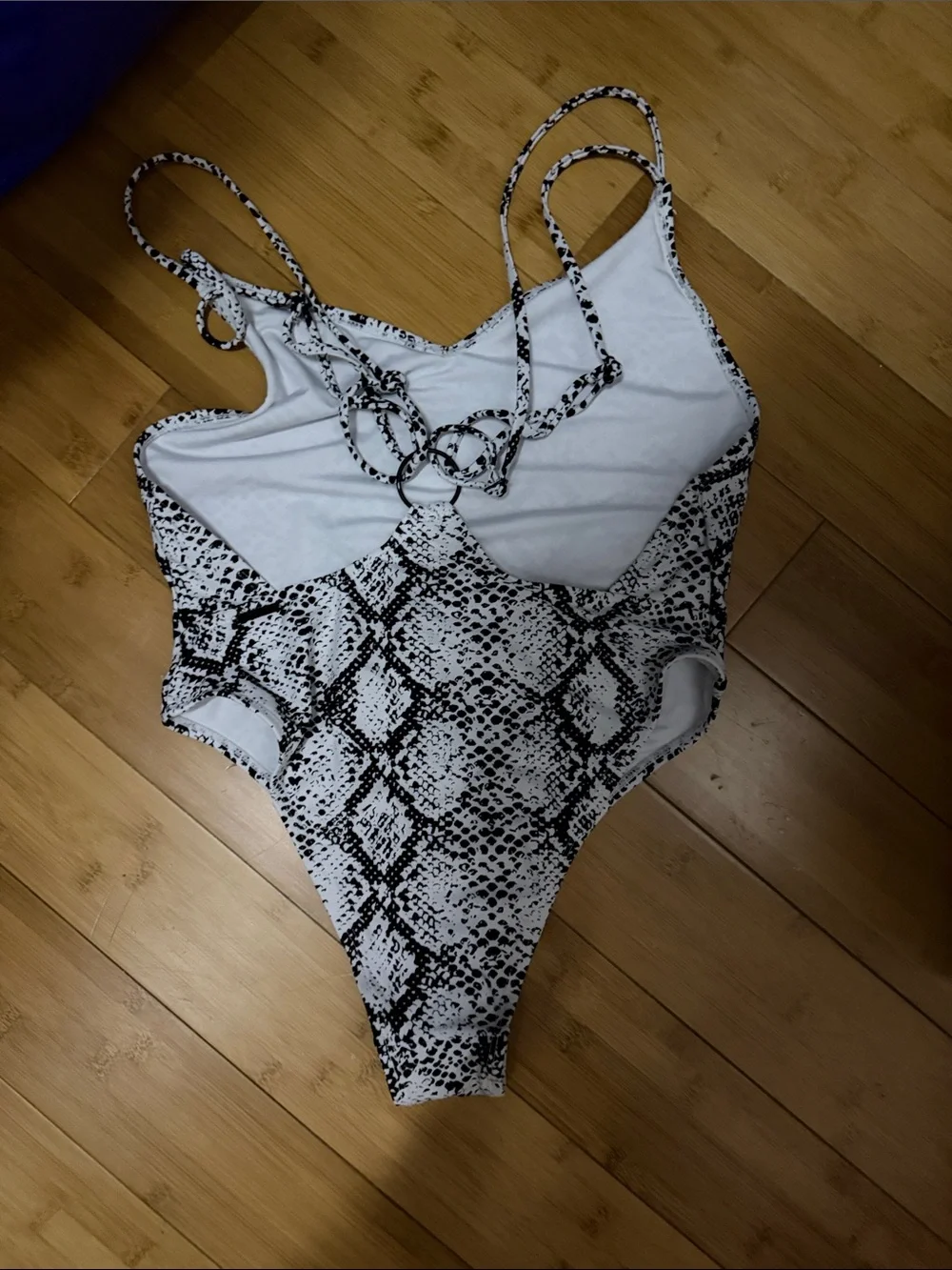 Kendall & Kylie Black and White Snake Print One-Piece Swimsuit